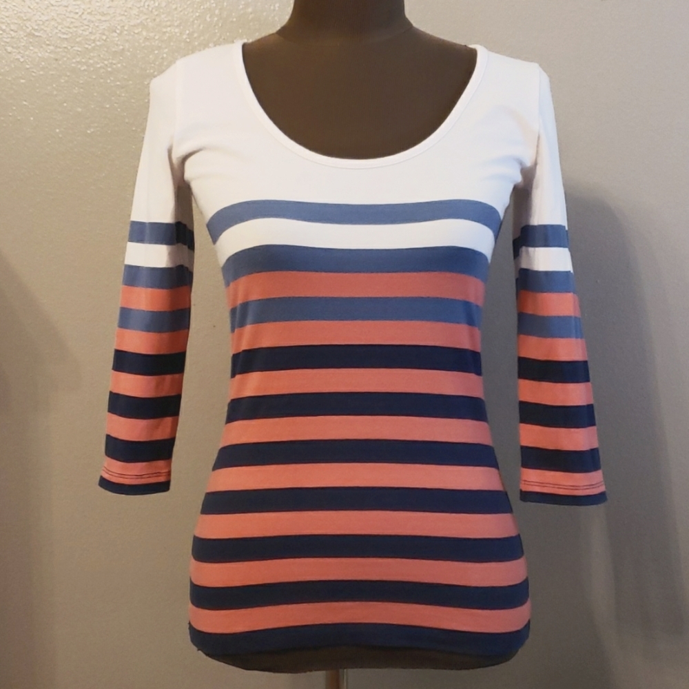 Boston Proper cotton tee scoop 3/4 sleeve XS